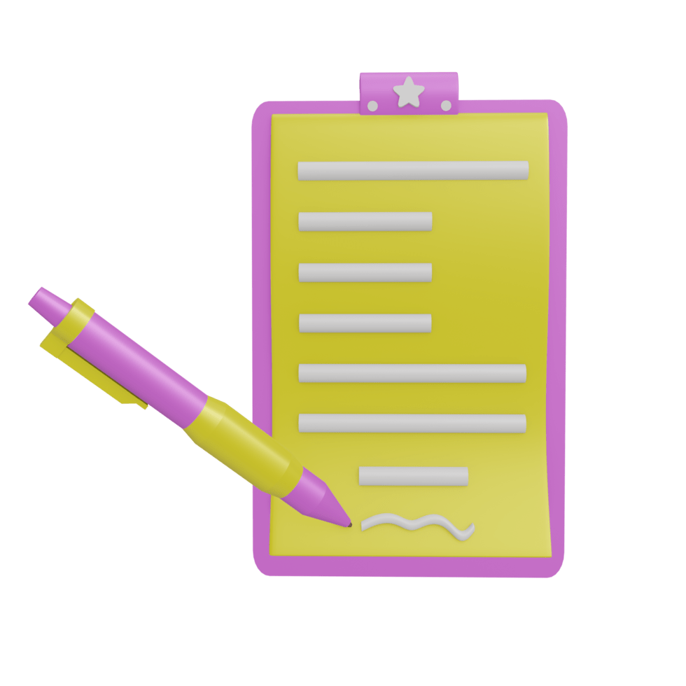 Web 3 63 3d document contract signature icon with transparent background perfect for template design ui or ux and more free png